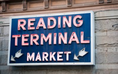 reading terminal market sign in Philadelphia near Penn's View Hotel 